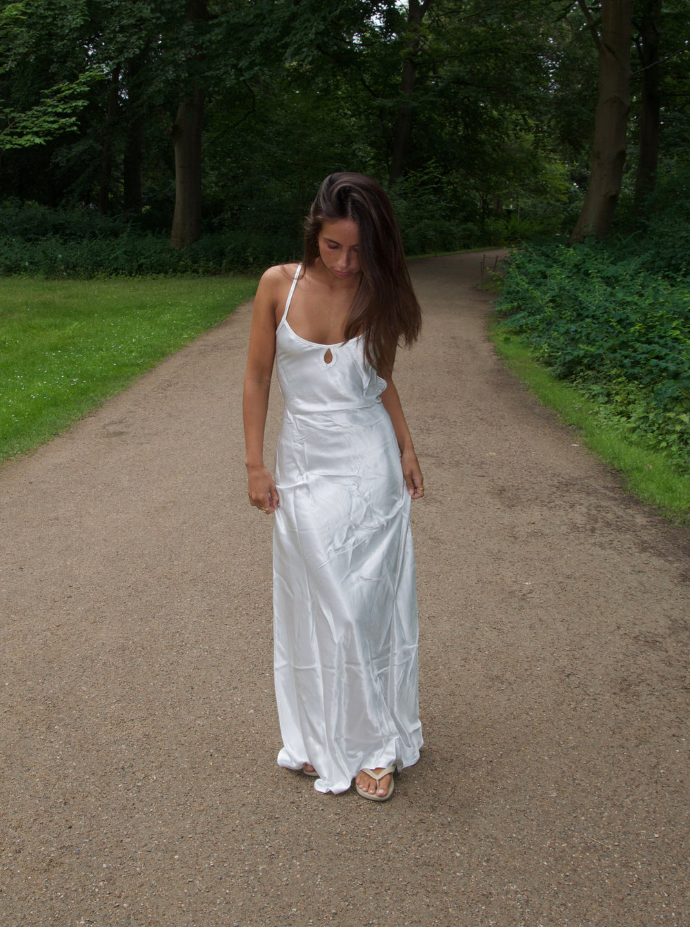 Fenya satin kjole - Hvid