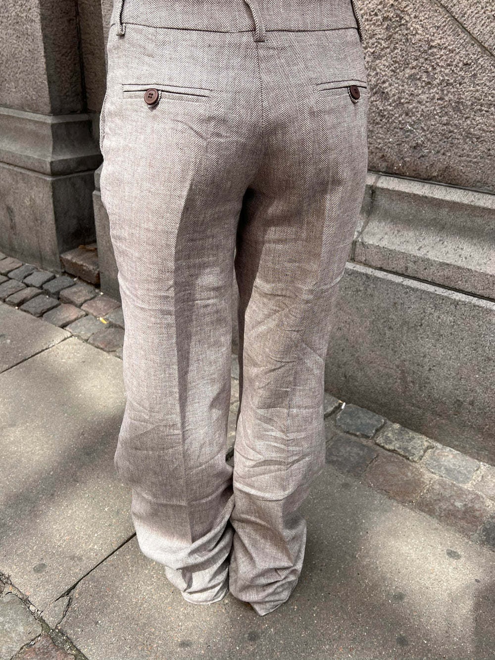 Herringbone bukser - Brun/hvid