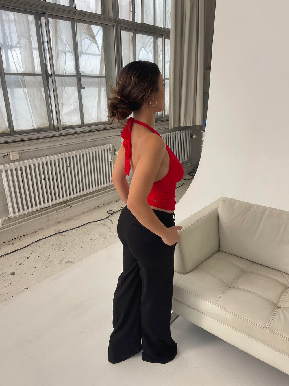 Amabel blonde top - Rød