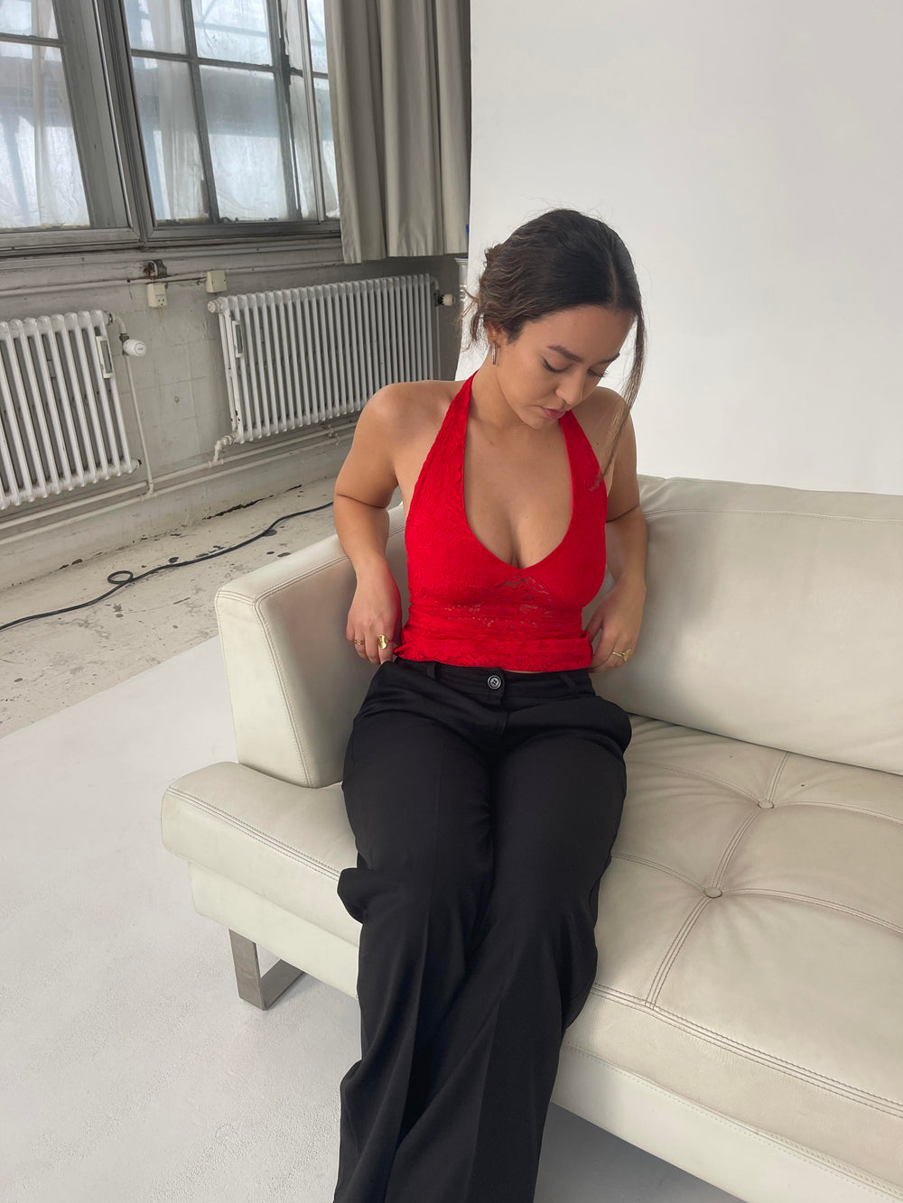 Amabel blonde top - Rød