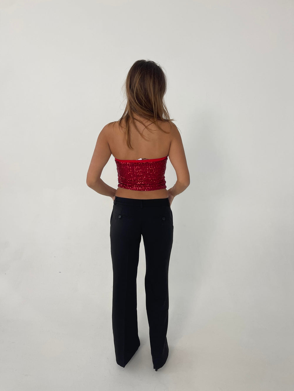 Margot paillet top - Rød