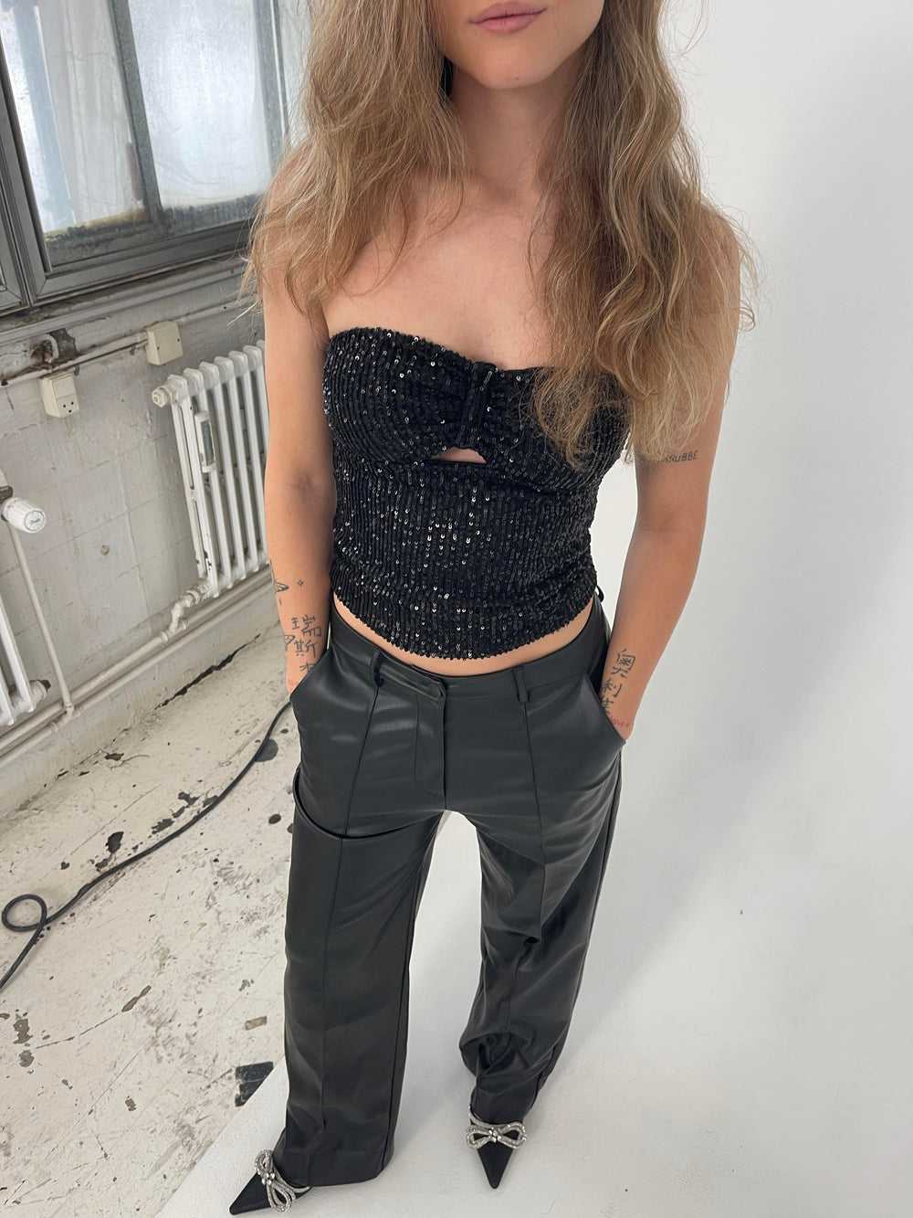 Margot paillet top - Sort