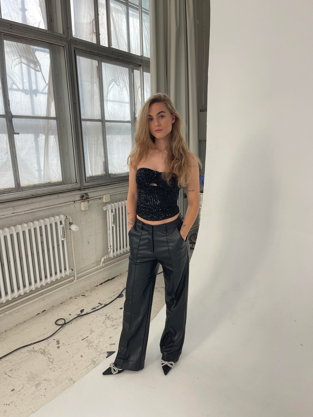 Margot paillet top - Sort