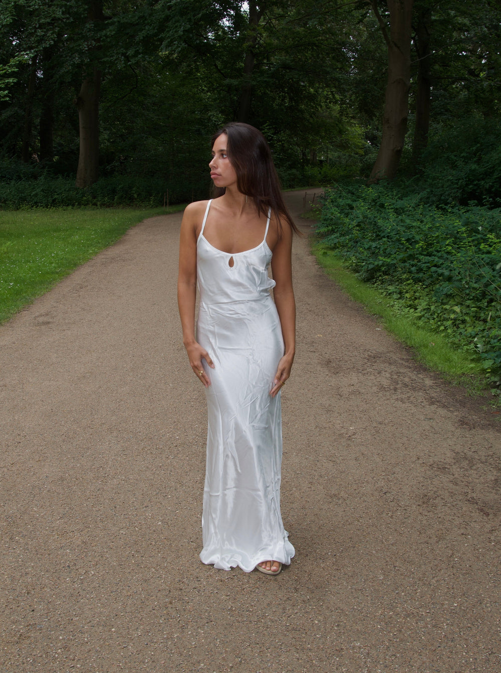 Fenya satin kjole - Hvid