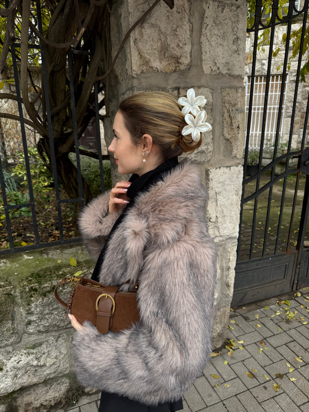 Tilla pelsjakke - Beige