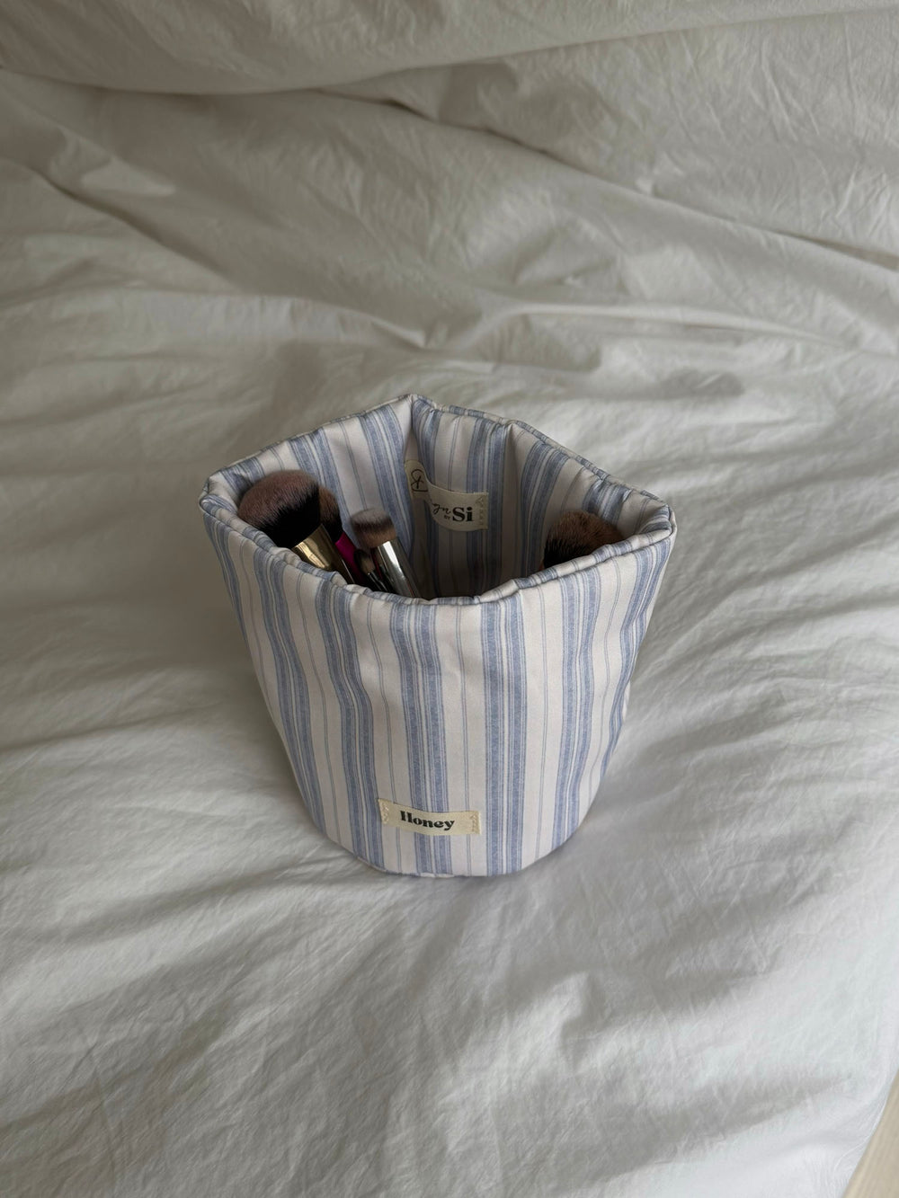 Honey lille stof opbevaring - Hvid/blå striber