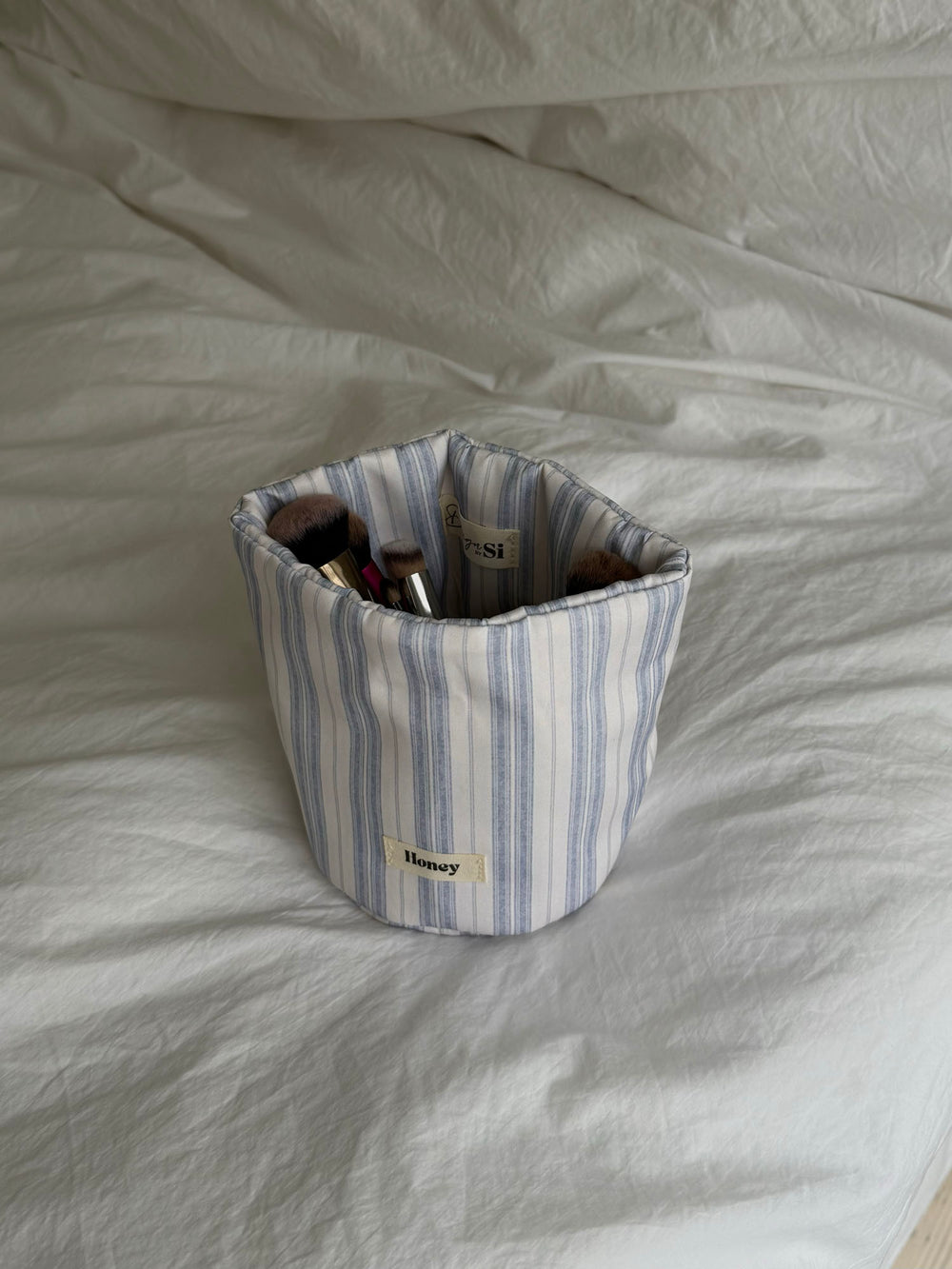 Honey lille stof opbevaring - Hvid/blå striber