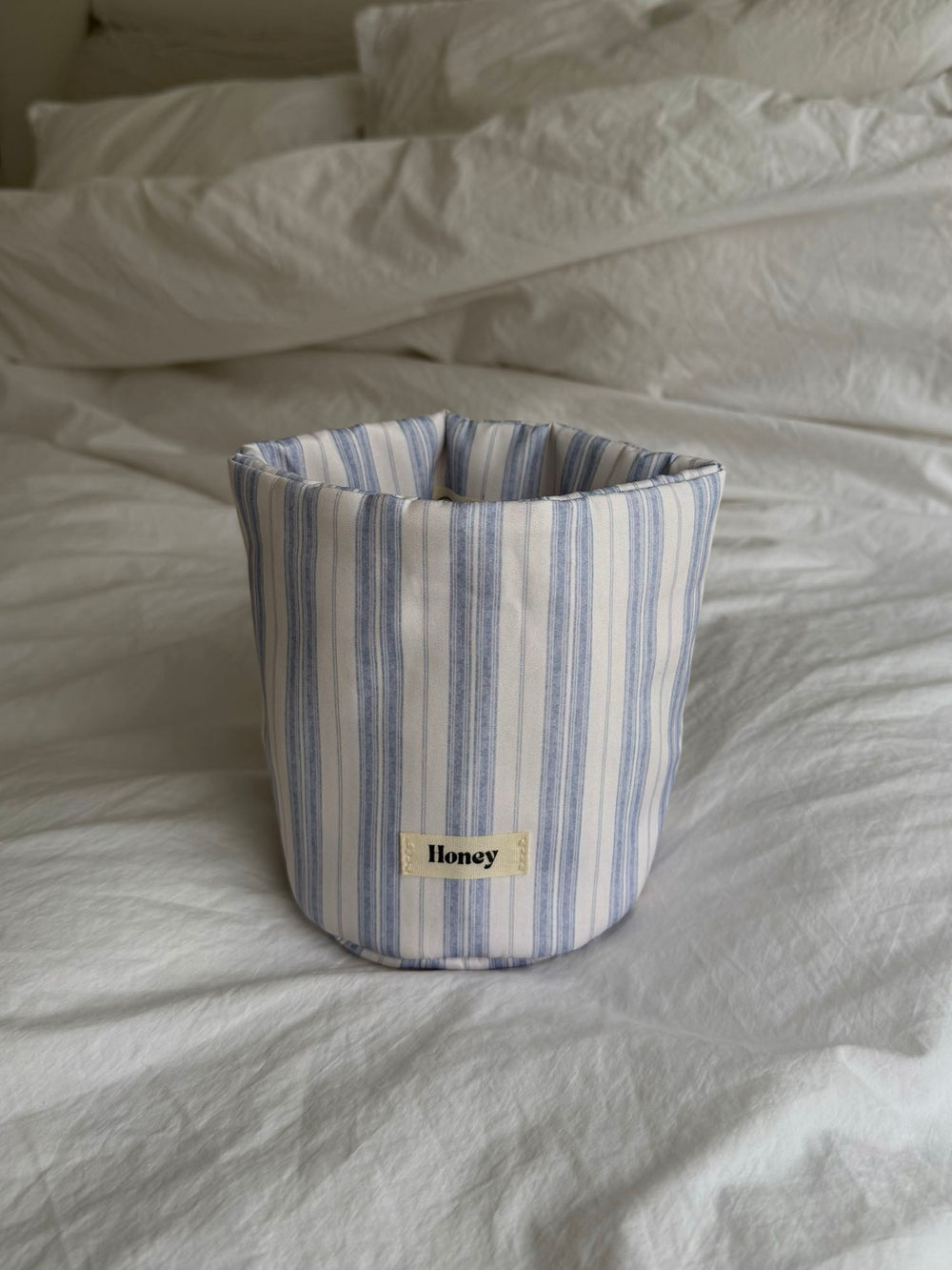 Honey lille stof opbevaring - Hvid/blå striber
