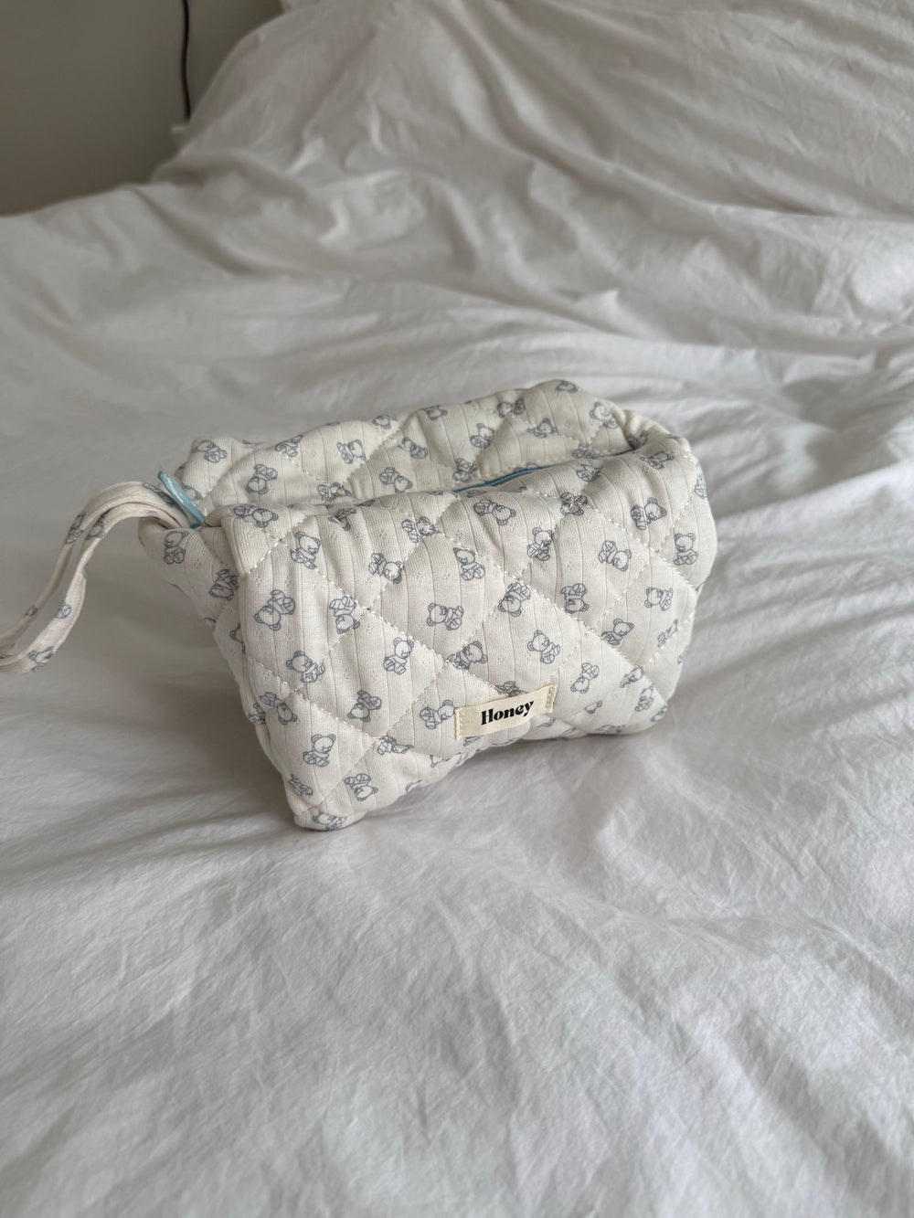 Honey lille toilettaske - Off white med bamser