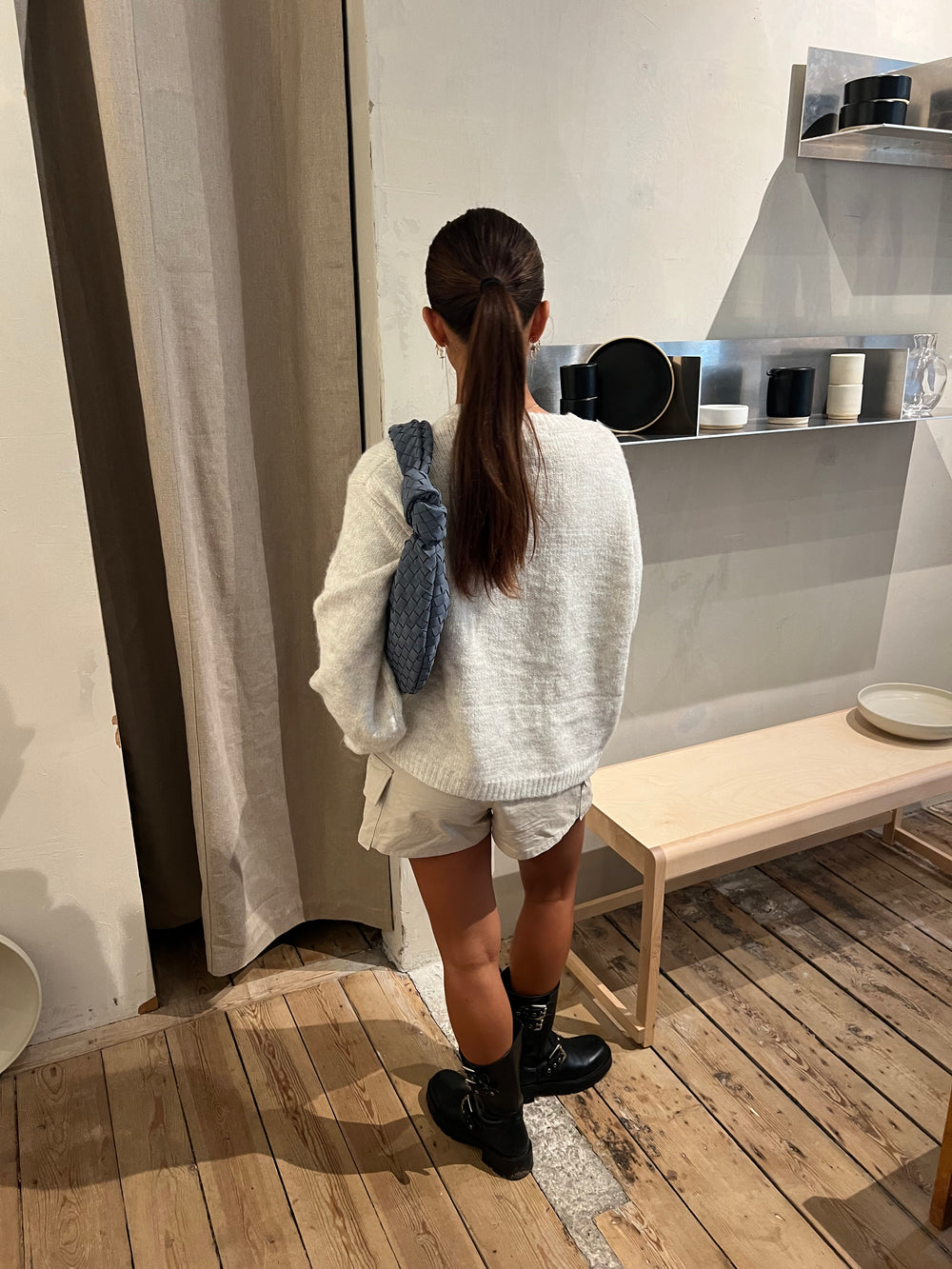 Florence taske i ruskind - Støvet blå