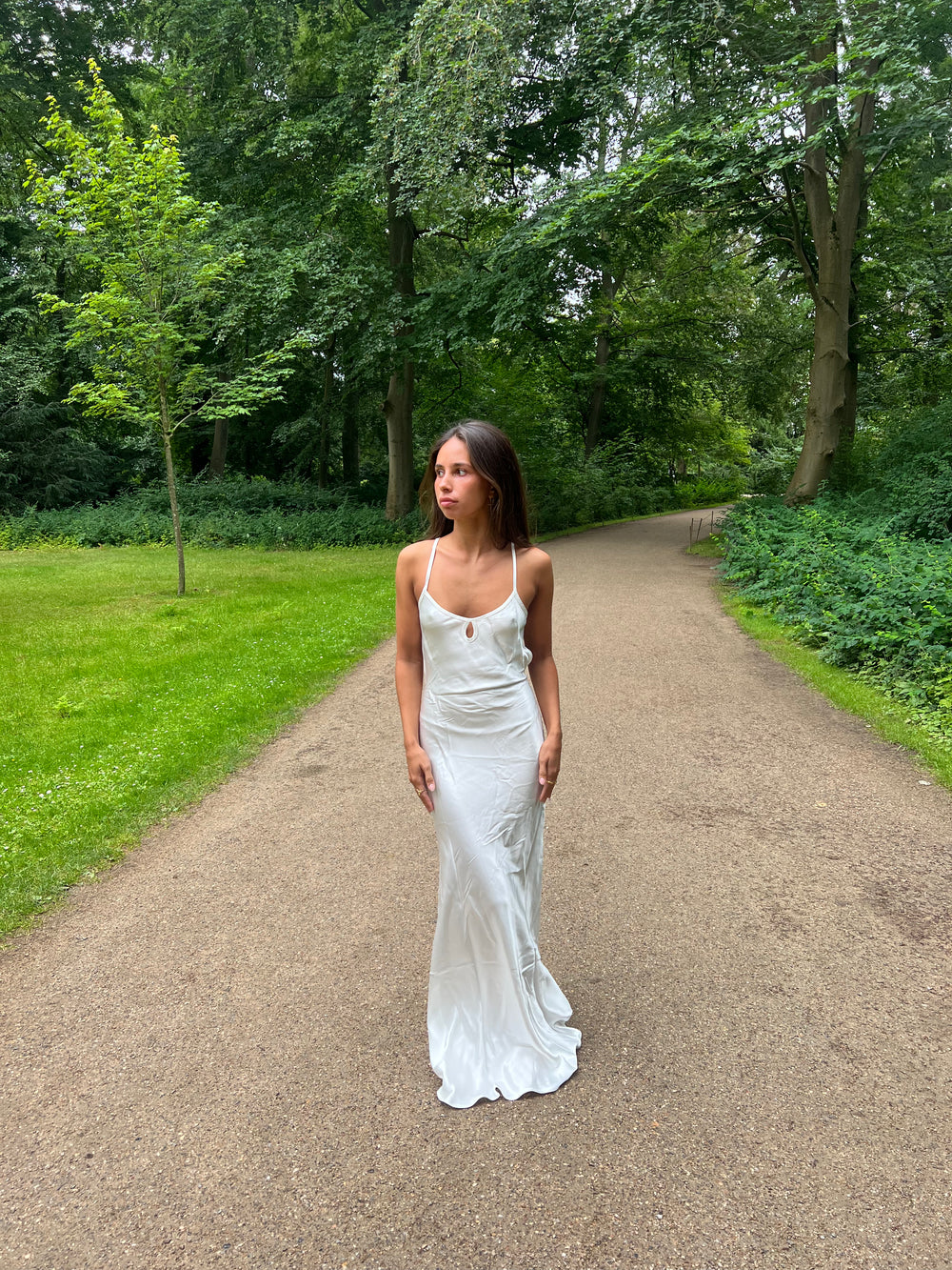 Fenya satin kjole - Hvid