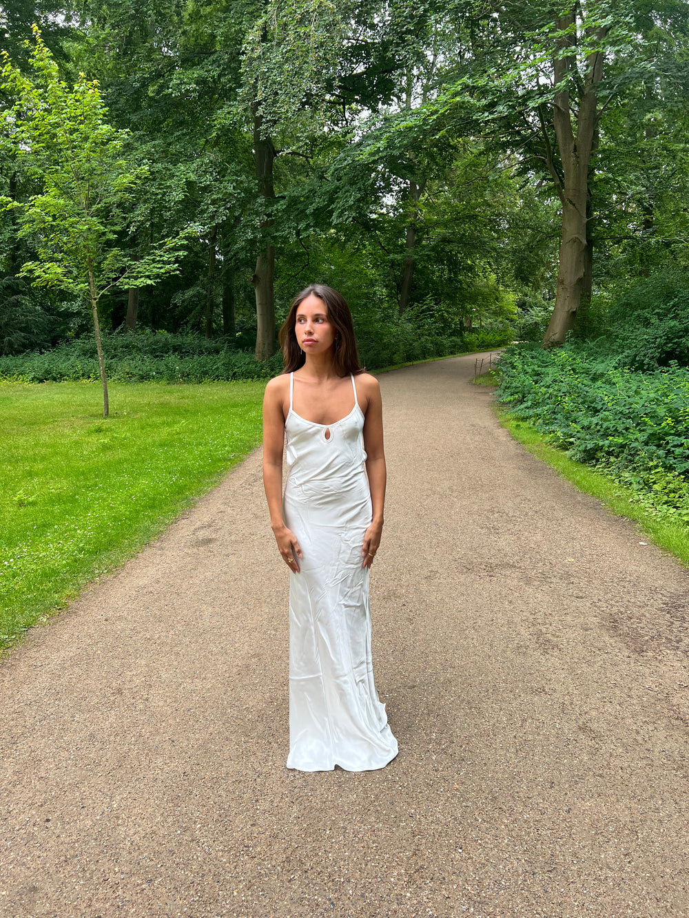 Fenya satin kjole - Hvid