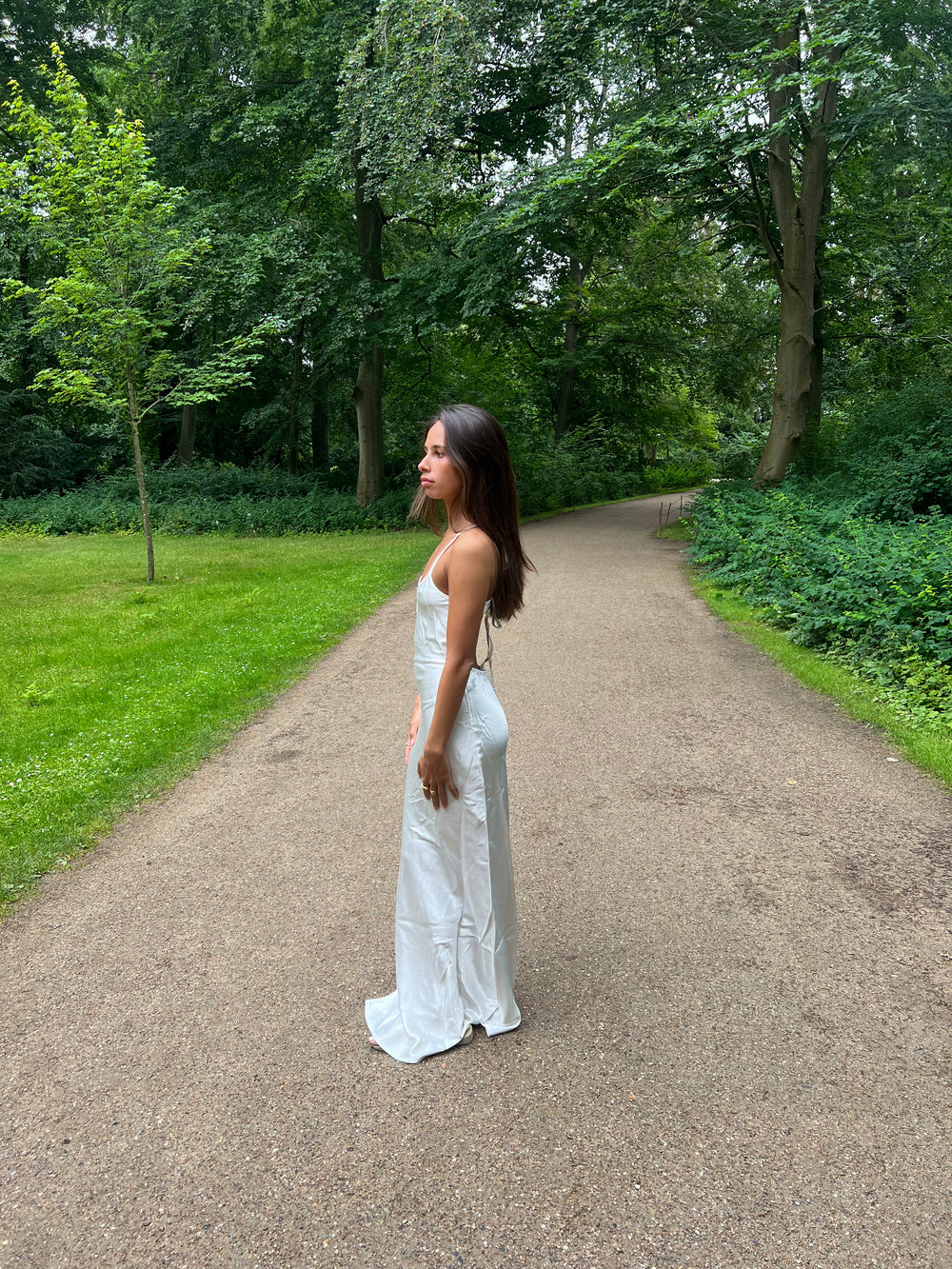 Fenya satin kjole - Hvid