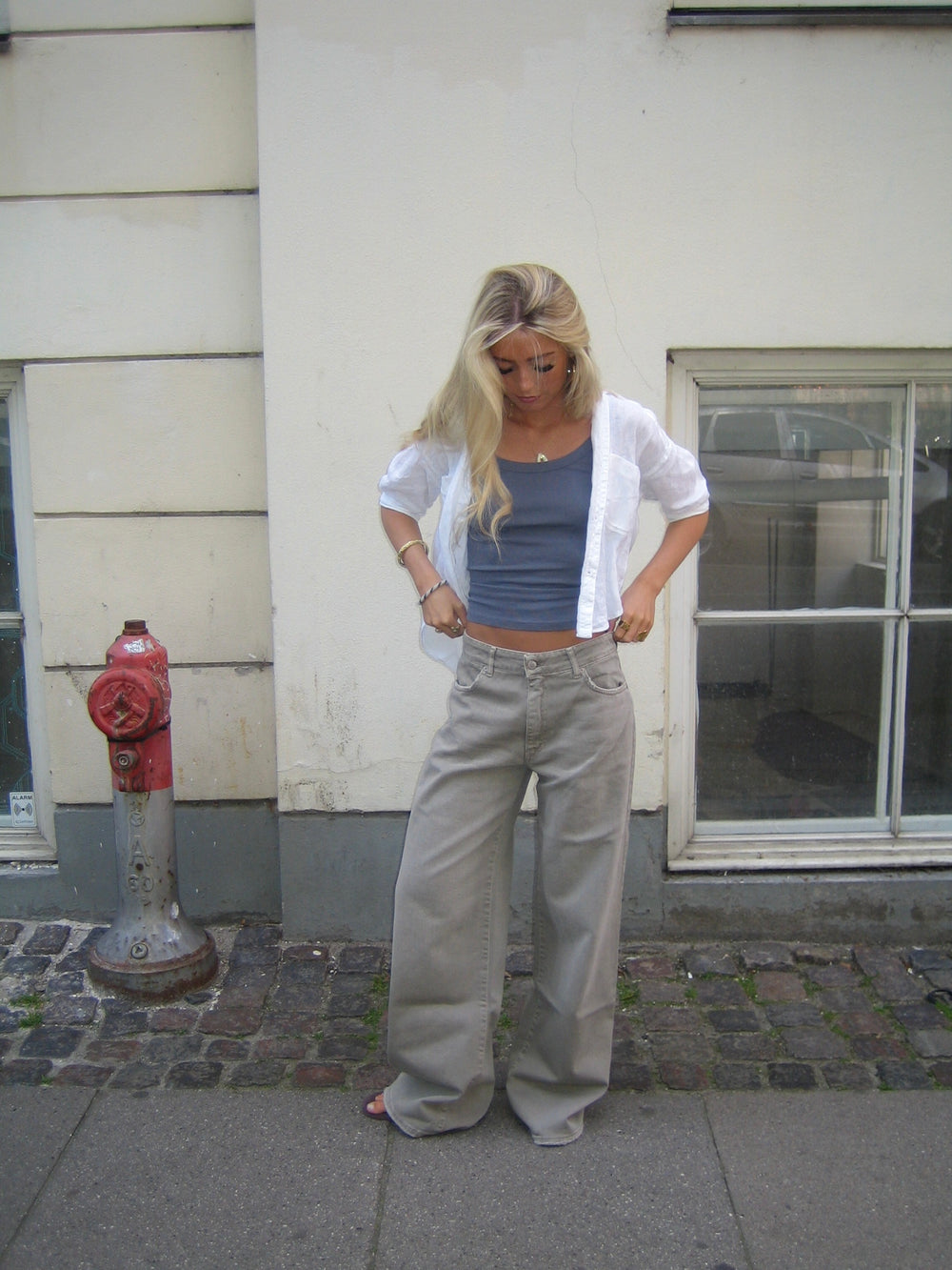 Audrey jeans - Sage grøn