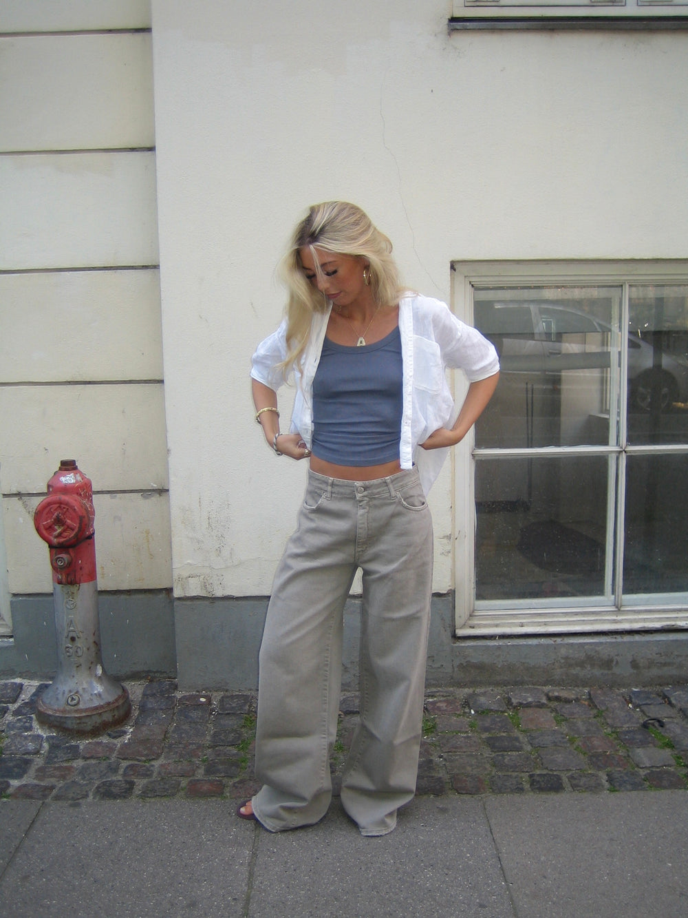 Audrey jeans - Sage grøn