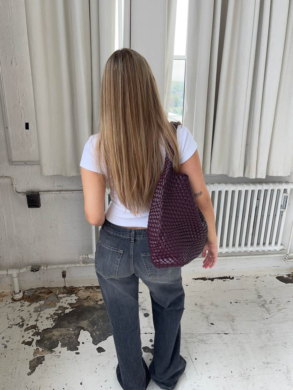 New York flettet taske - Bordeaux/lilla