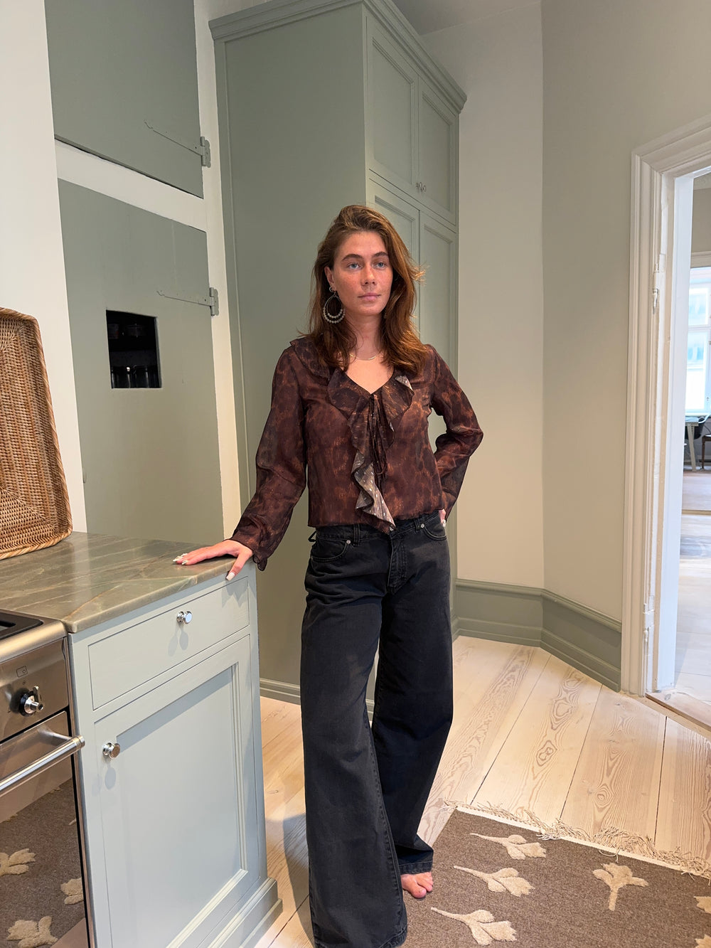 Marianne langærmet bluse - Leopard