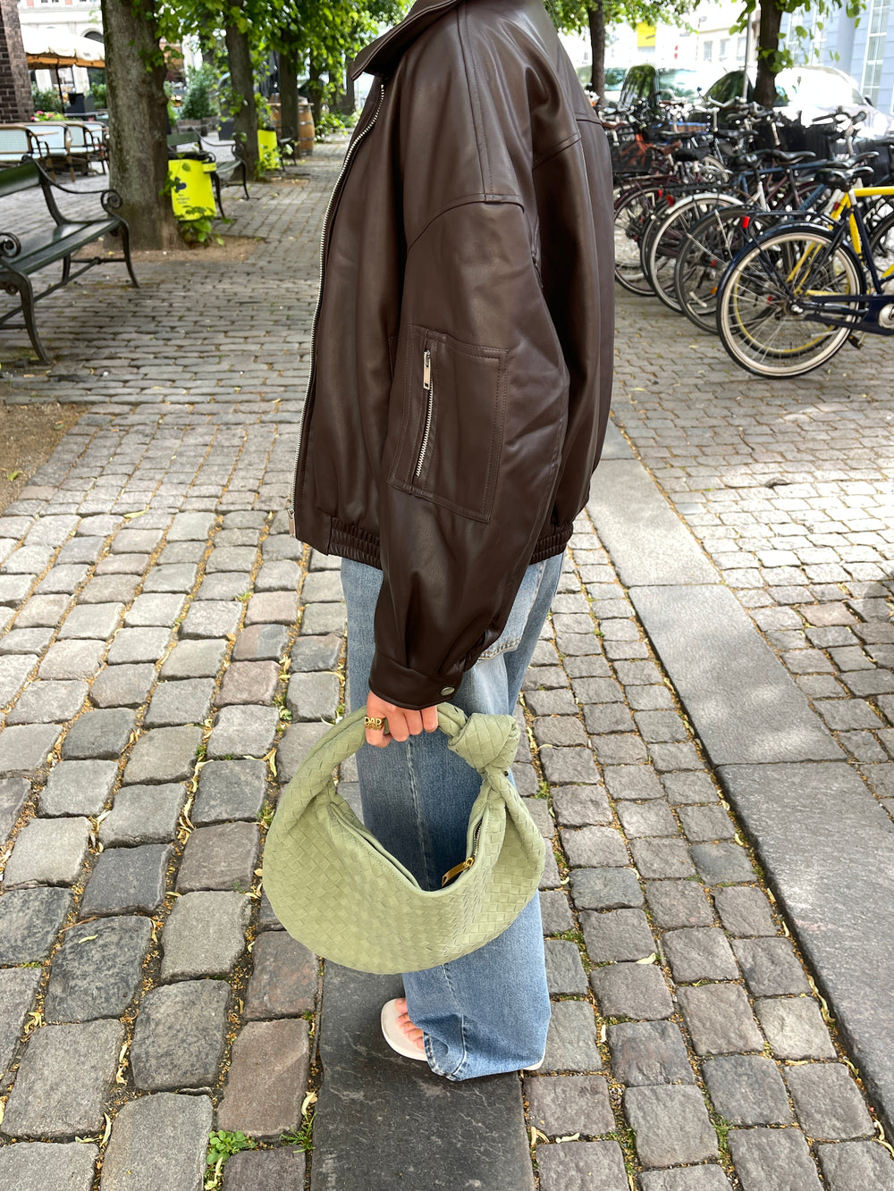 Florence taske i ruskind - Lys grøn