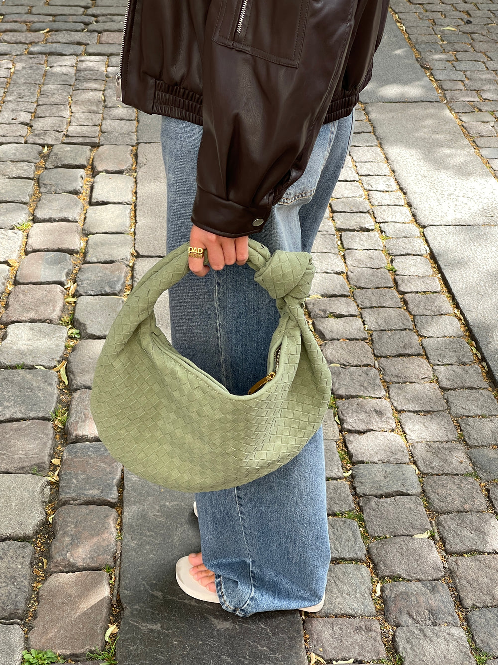 Florence taske i ruskind - Lys grøn