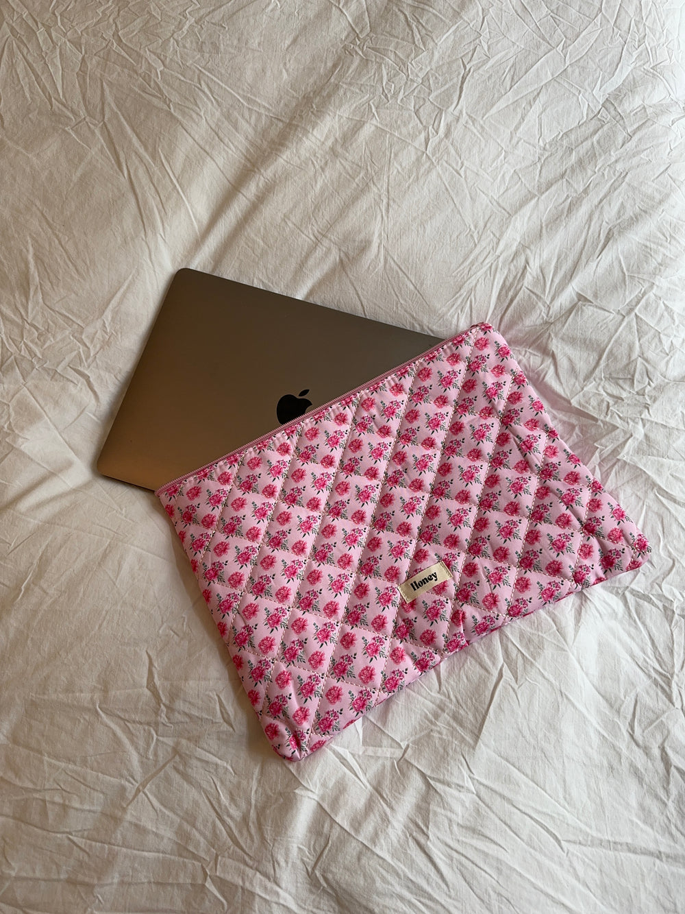 Honey computer sleeve - Lyserød med lyserøde roser