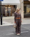 Katrine cropped blazer - Brun melange