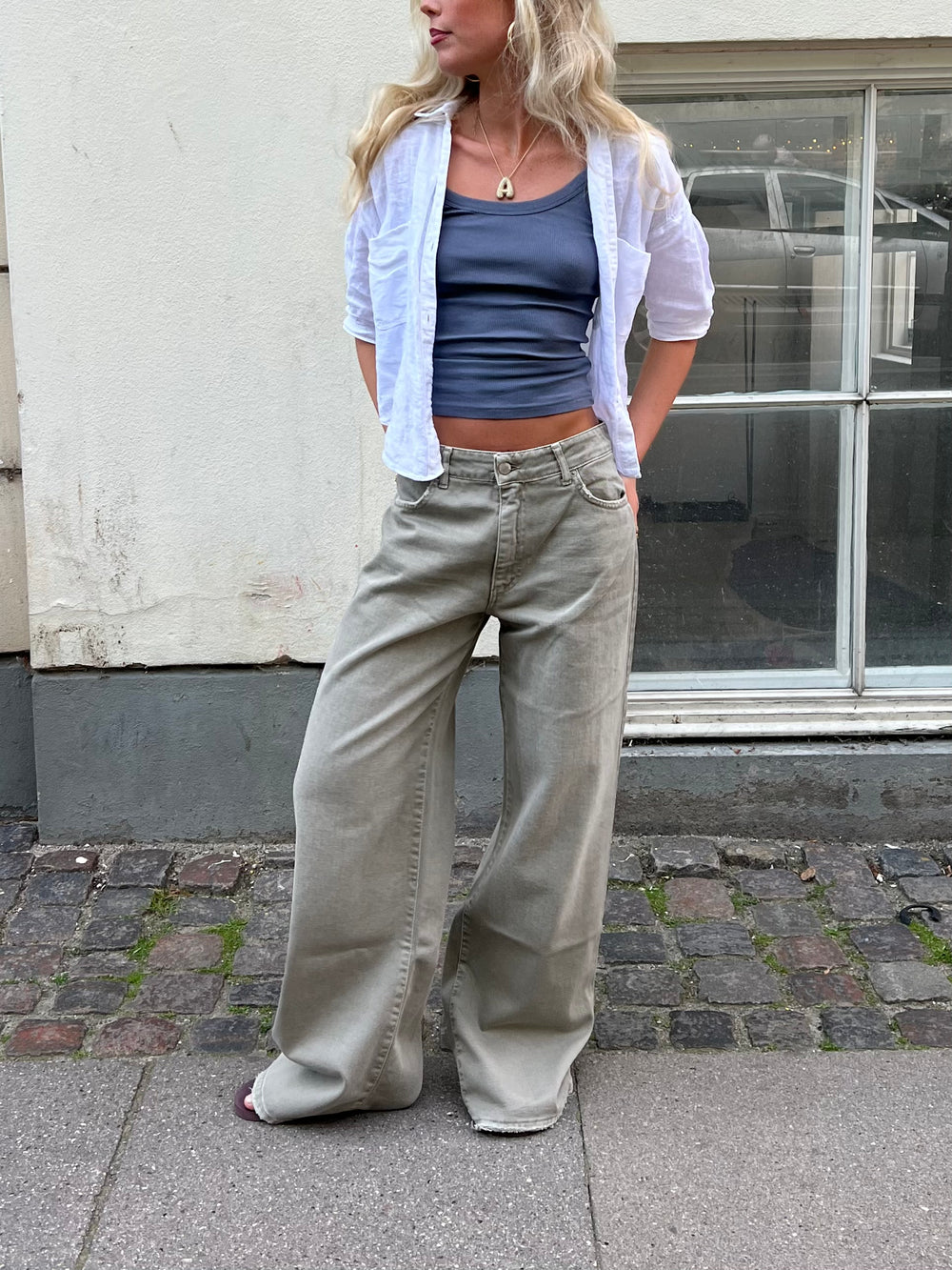 Audrey jeans - Sage grøn