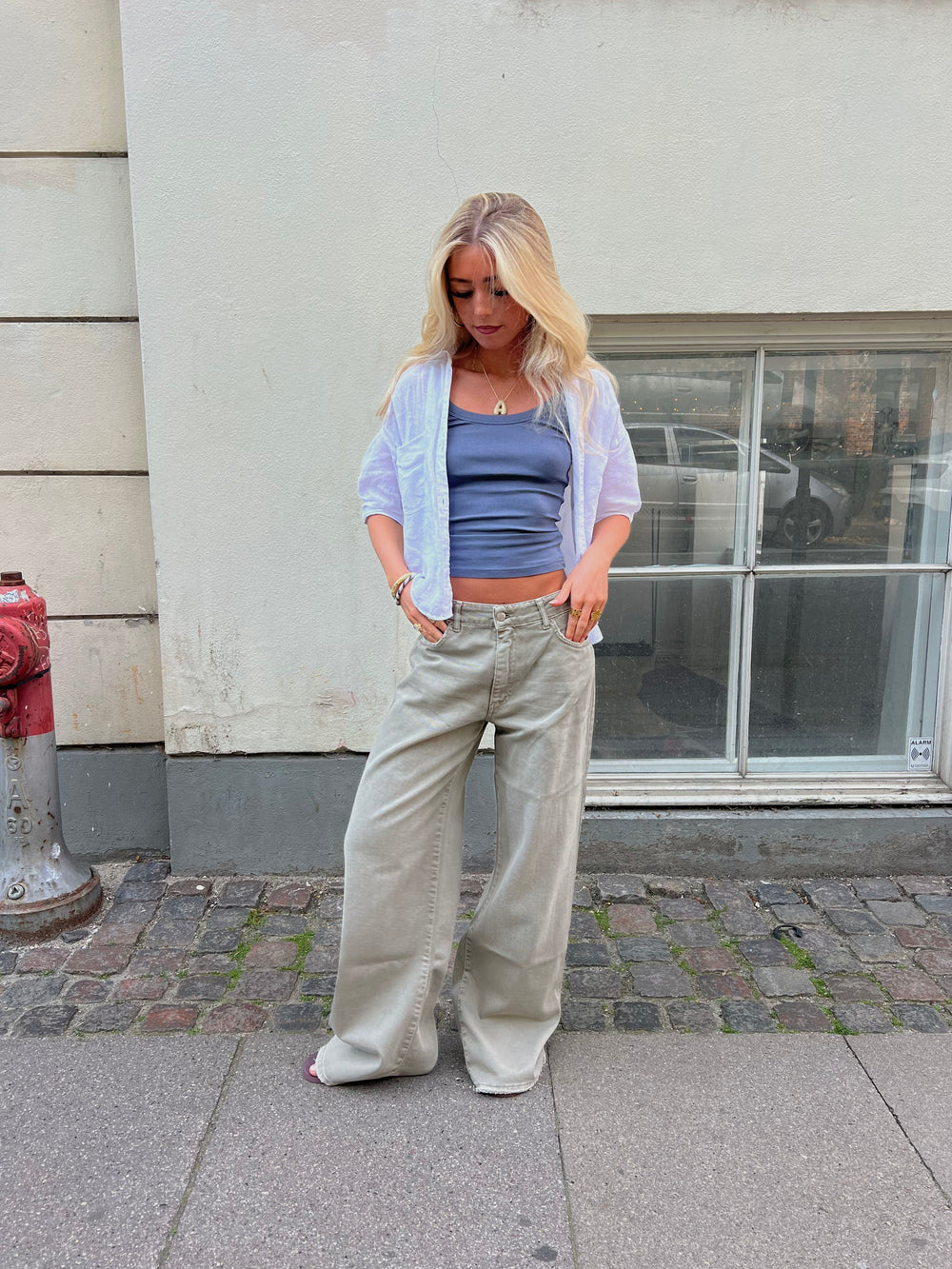 Audrey jeans - Sage grøn