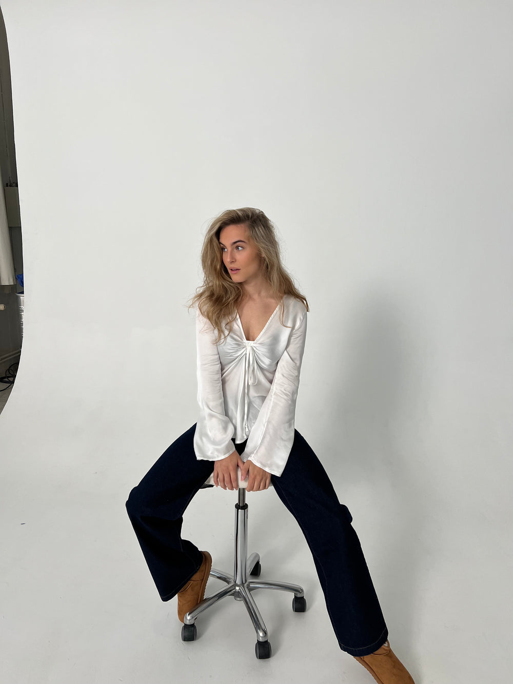 Denisi satin bluse - Hvid