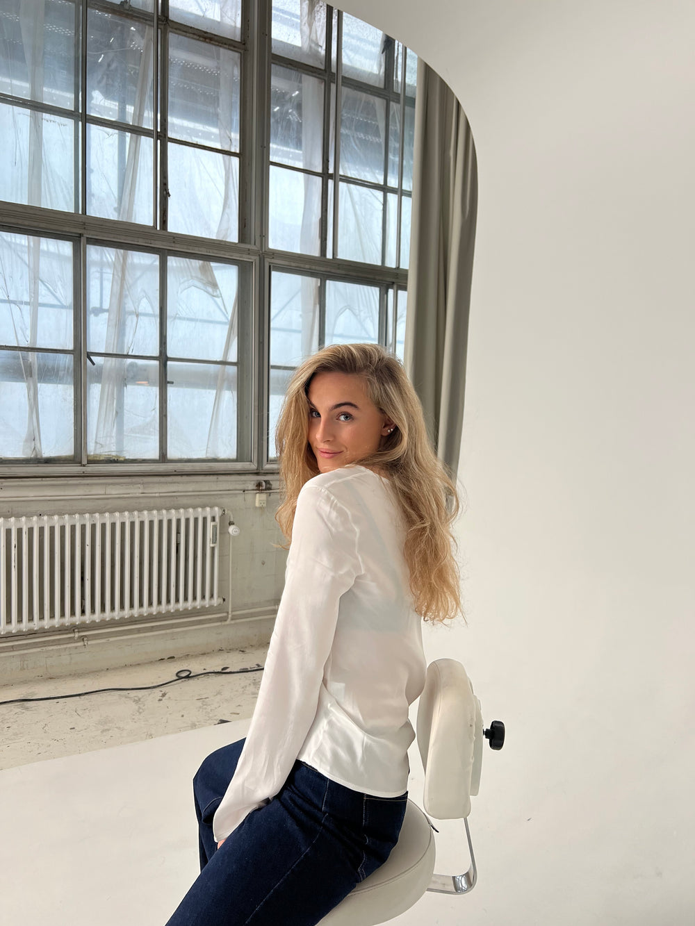 Denisi satin bluse - Hvid