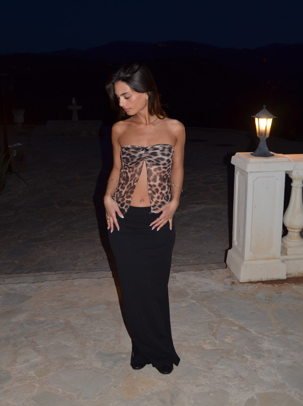 Zita bandeau mesh top - Leopard