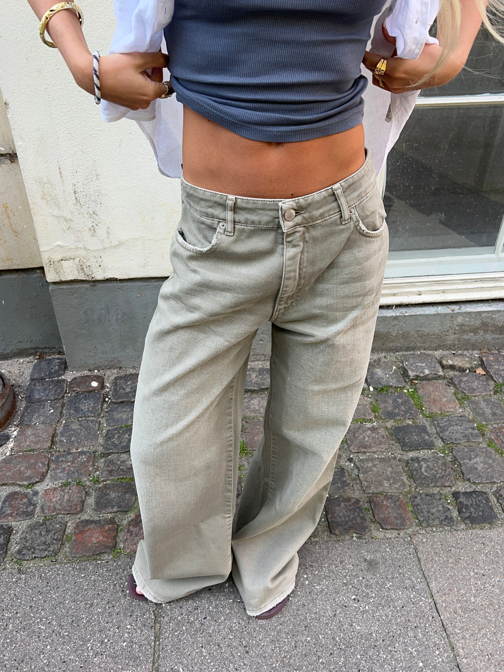 Audrey jeans - Sage grøn