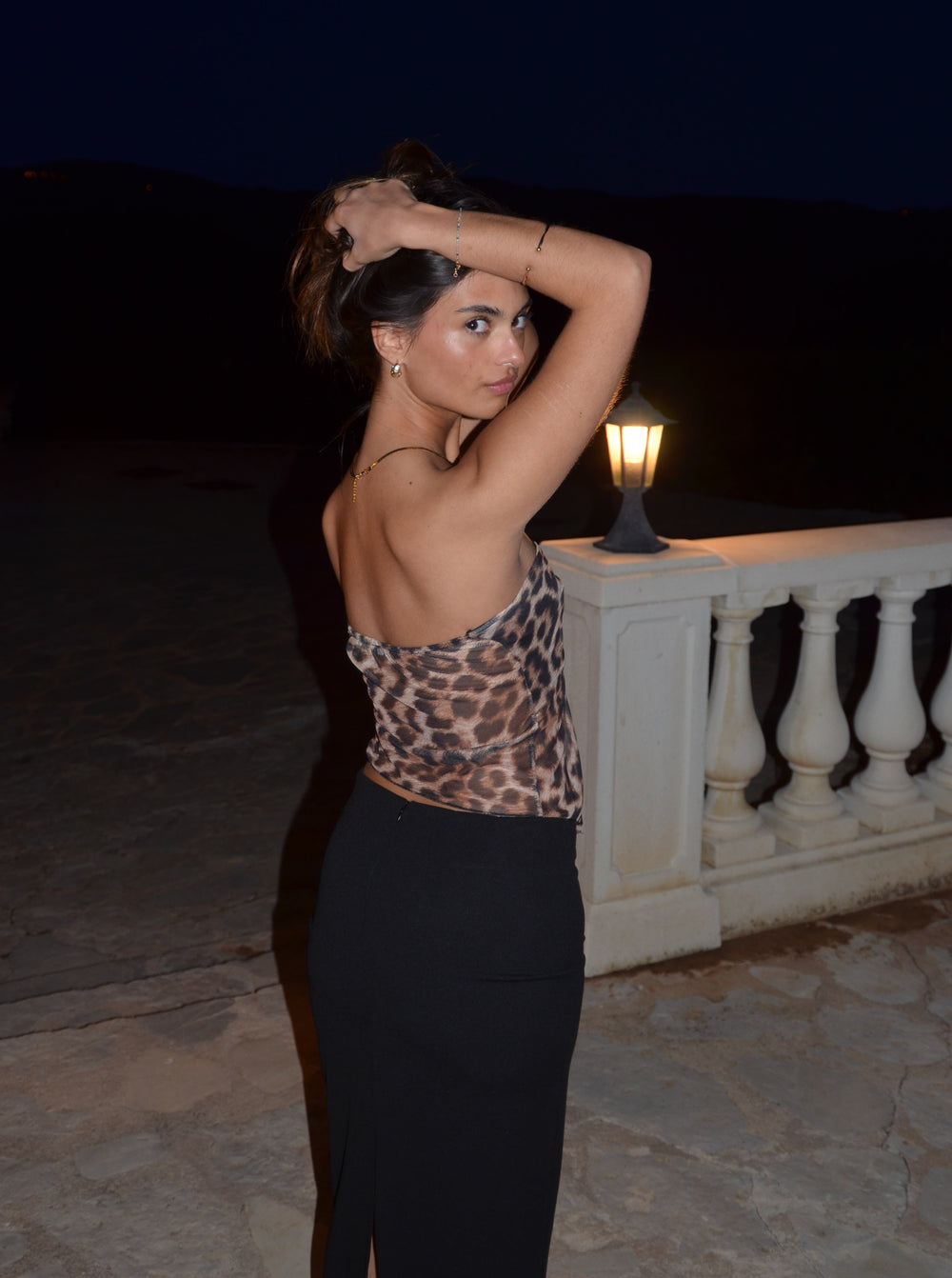 Zita bandeau mesh top - Leopard