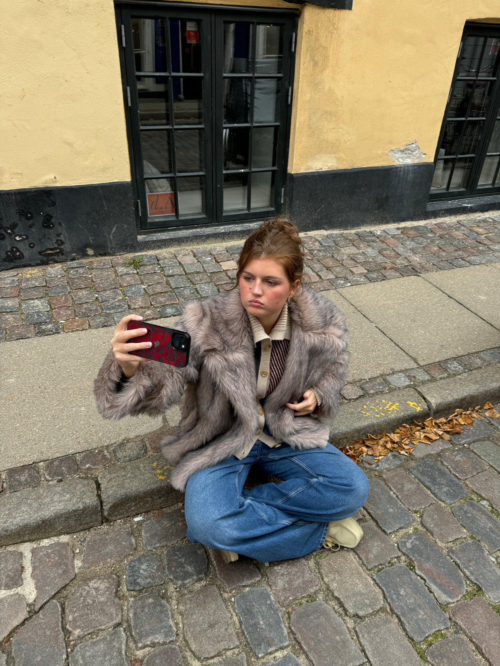 Tilla pelsjakke - Beige