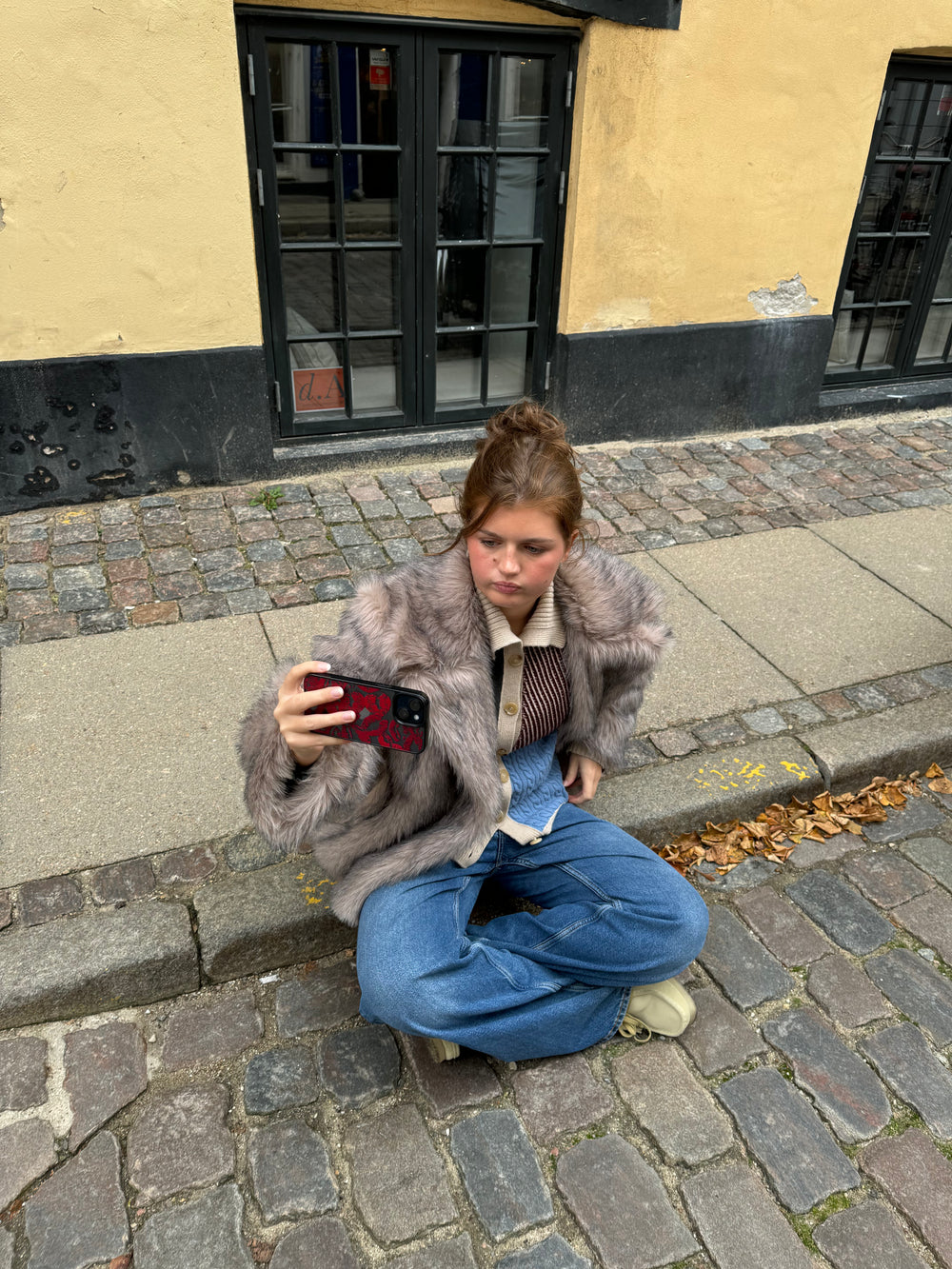 Tilla pelsjakke - Beige