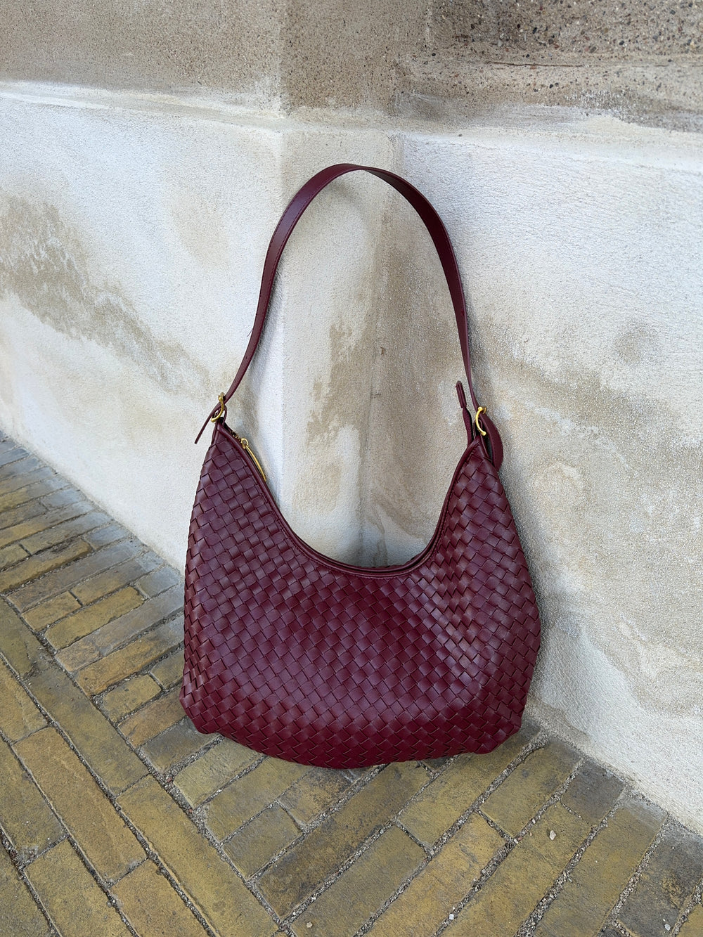 Palma flettet skuldertaske - Rød