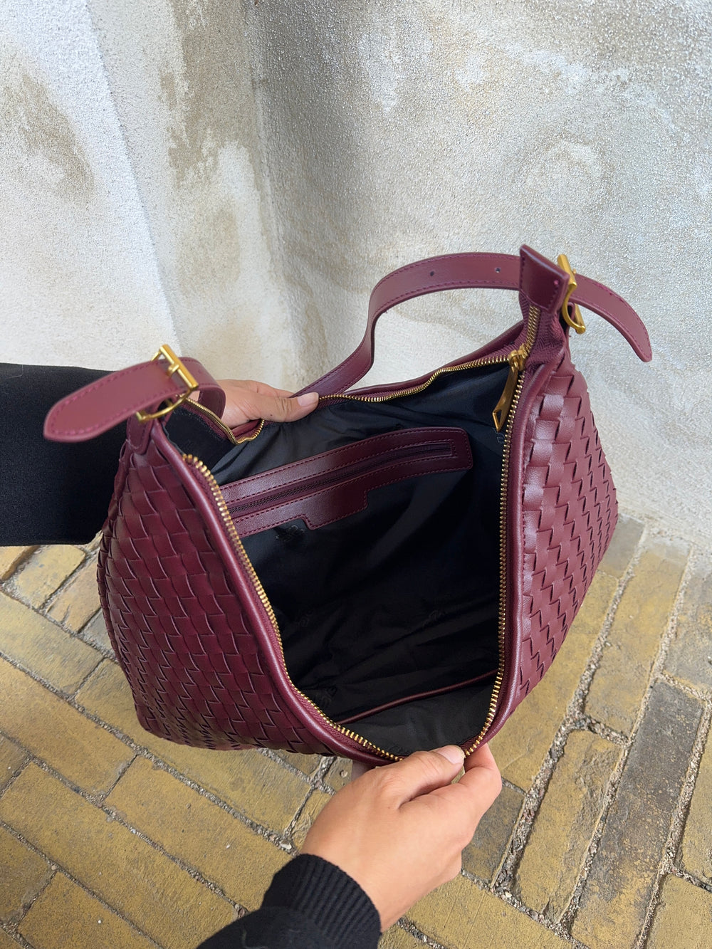 Palma flettet skuldertaske - Rød