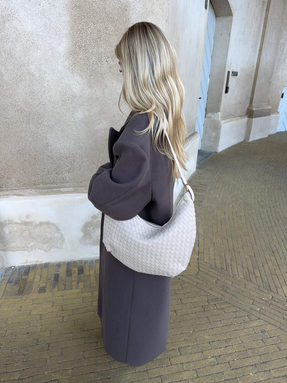 Palma flettet skuldertaske - Beige