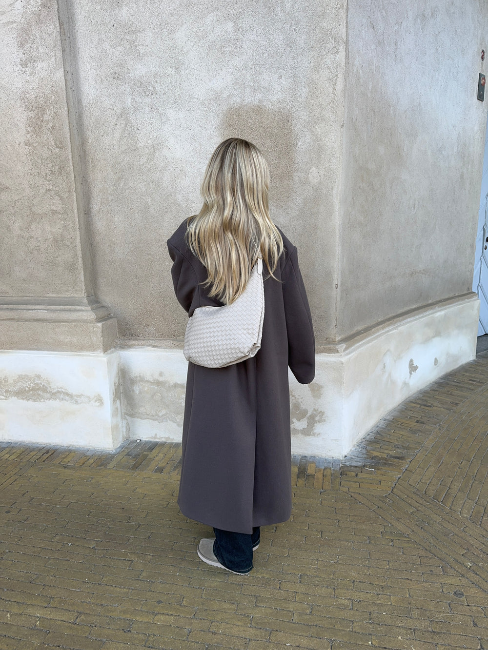 Palma flettet skuldertaske - Beige