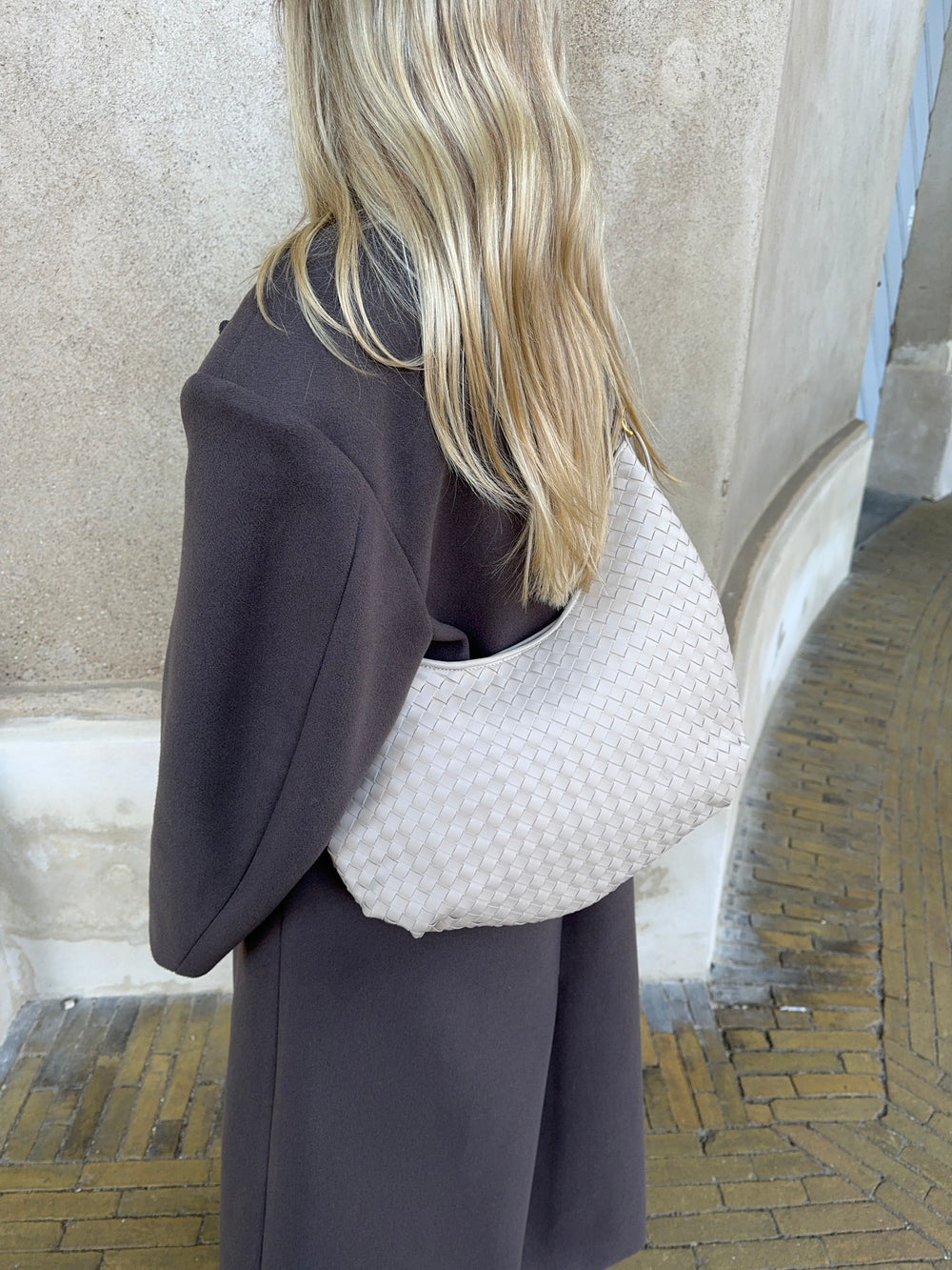 Palma flettet skuldertaske - Beige