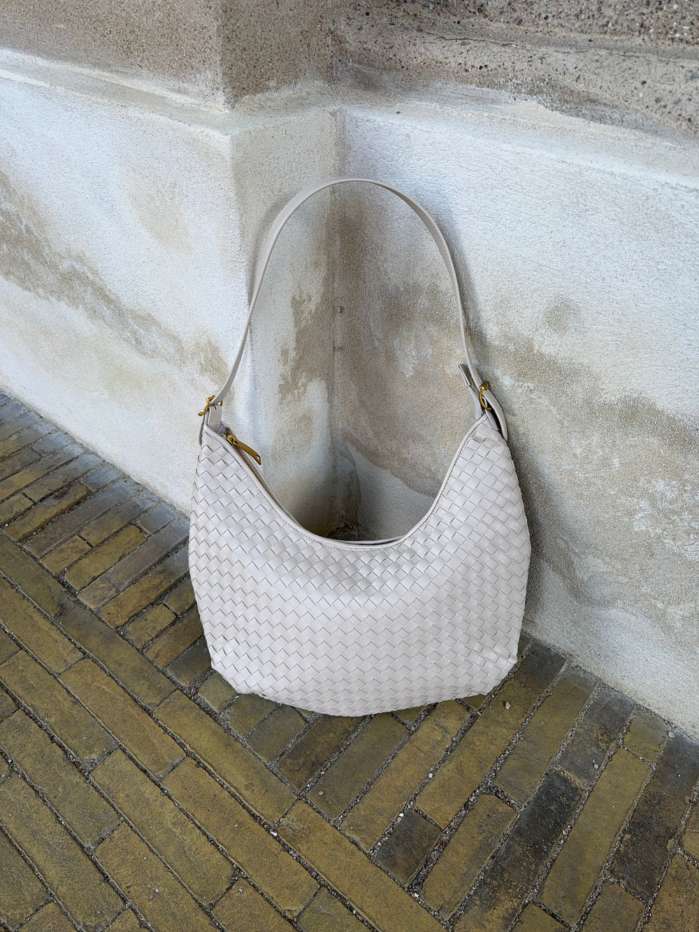 Palma flettet skuldertaske - Beige