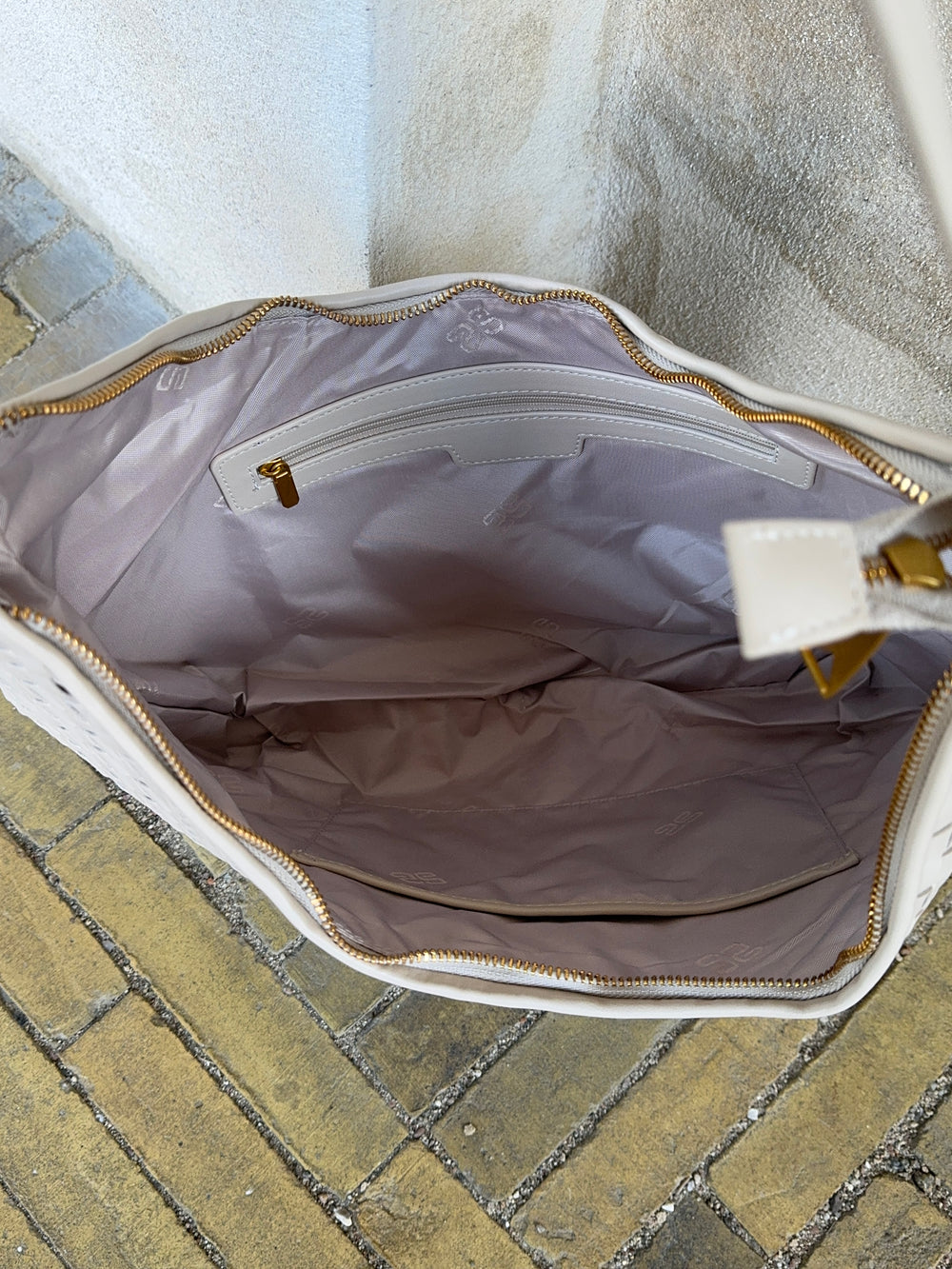 Palma flettet skuldertaske - Beige