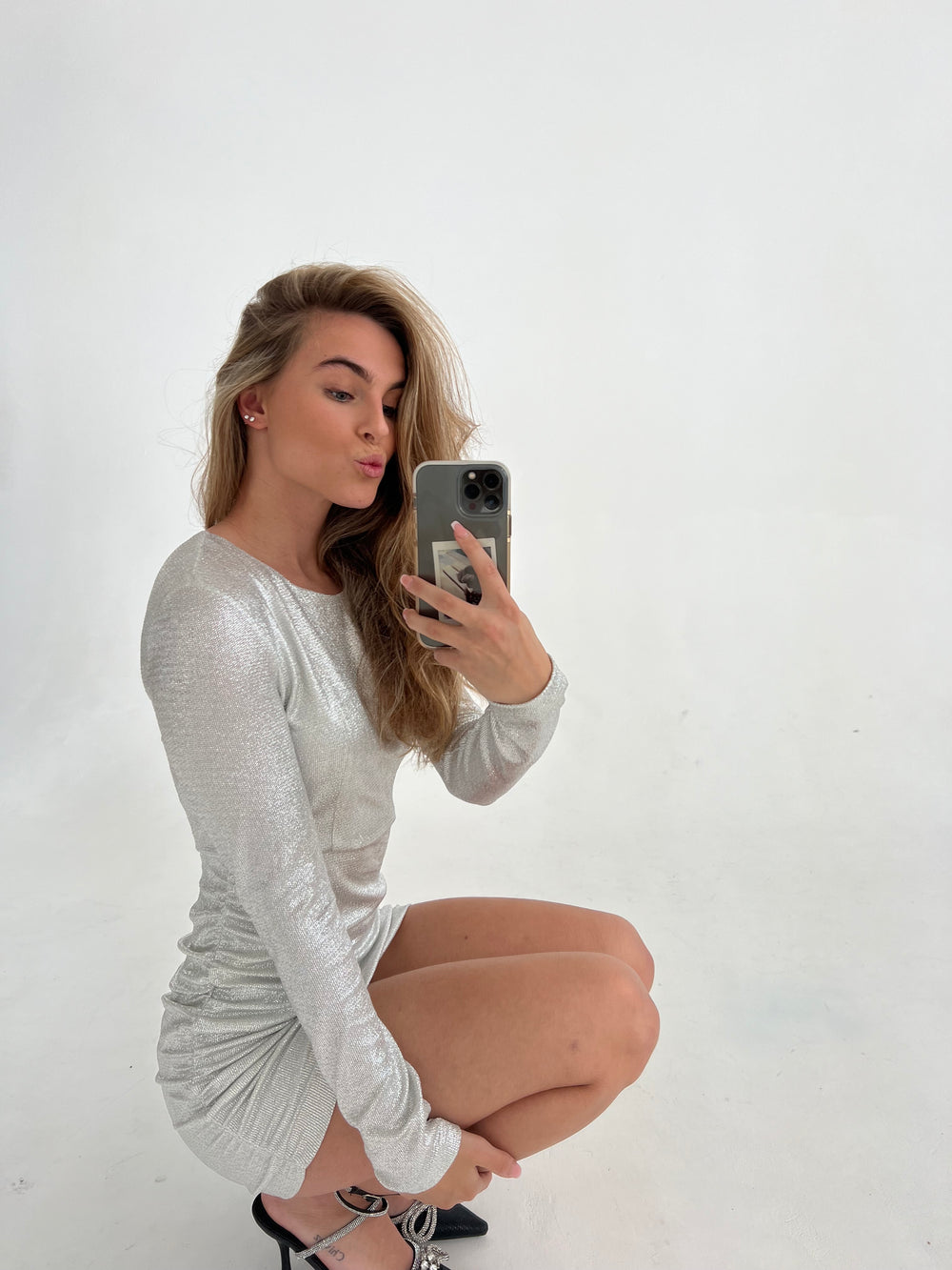Kayla glitter kjole - Sølv