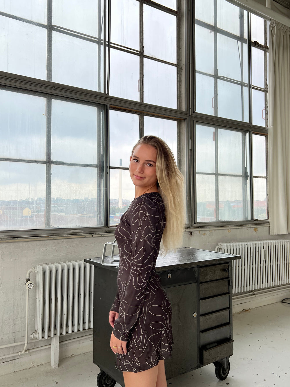 Georgia langærmet kjole - Brun