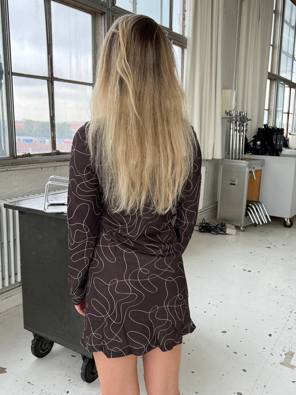 Georgia langærmet kjole - Brun