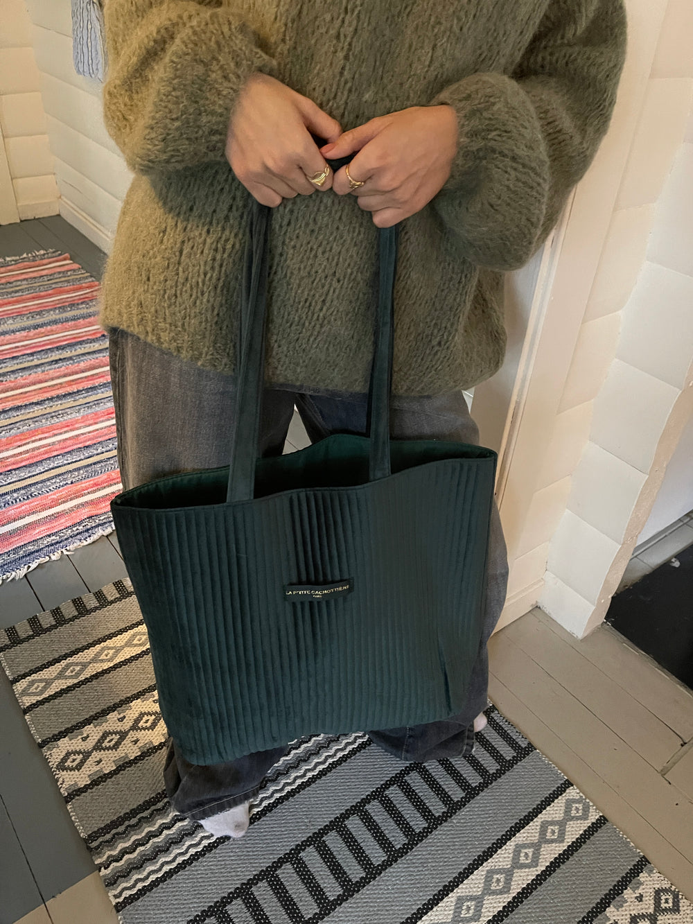 Zakynthos net i velour - mørkegrøn