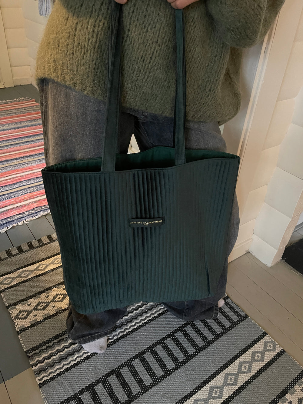 Zakynthos net i velour - mørkegrøn