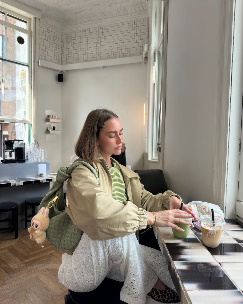 Florence taske i ruskind - Lys grøn