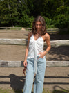 Blair satin binde top - Hvid