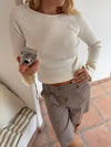 Pilena bluse med knapper - Hvid