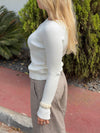 Pilena bluse med knapper - Hvid